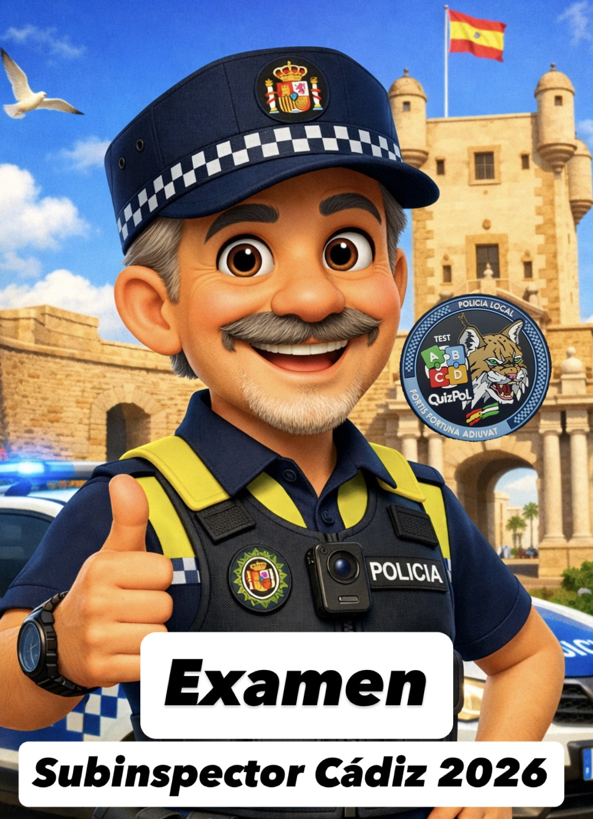 Ilustración del examen de Subinspector de Policía Local de Cádiz de 2026